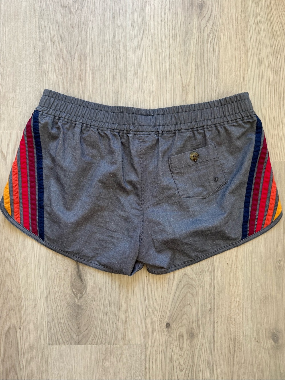 Aviator Nation Charcoal Athletic Shorts with Red & Orange Stripe Accents - Picture 2 of 12